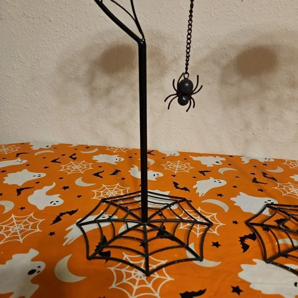 Set of 2 Halloween Spiderweb Candelabra Candle Holders